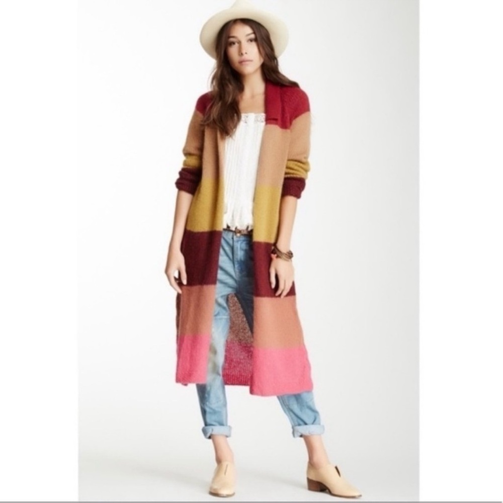 Free People Over The Rainbow Striped Mohair Cardigan Duster